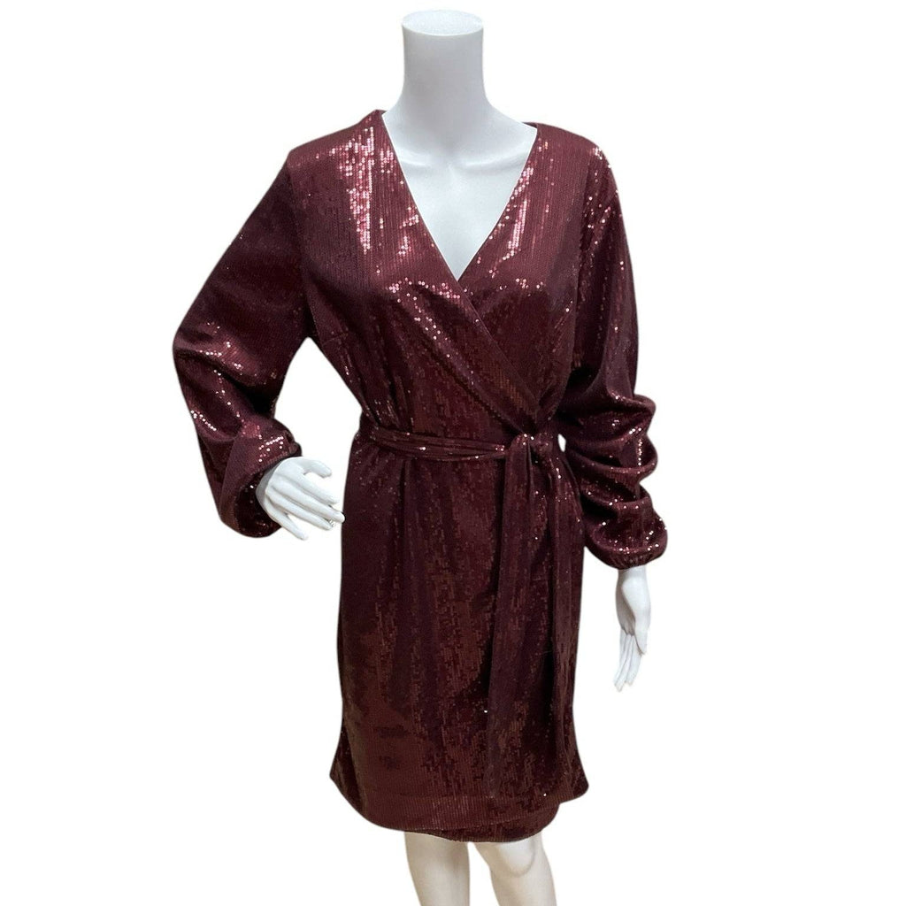 INC Maroon Sequin Pre-Owned Ladies Dress - Size Large - Margaret’s Fine Consignment