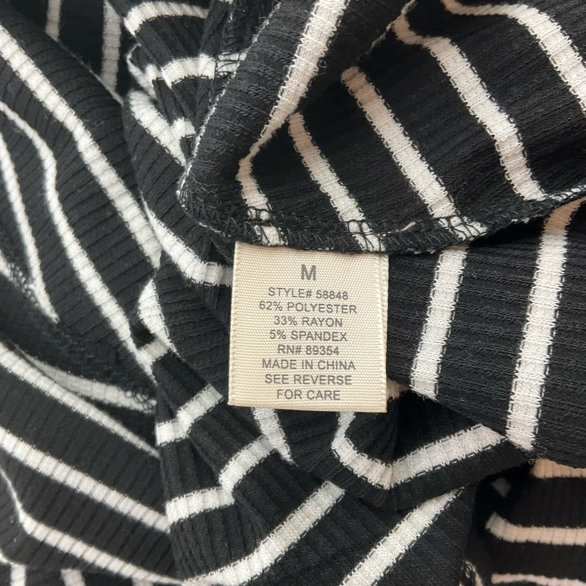Ultra Flirt Black/White Striped Pre-Owned Ladies Dress -  Size Medium
