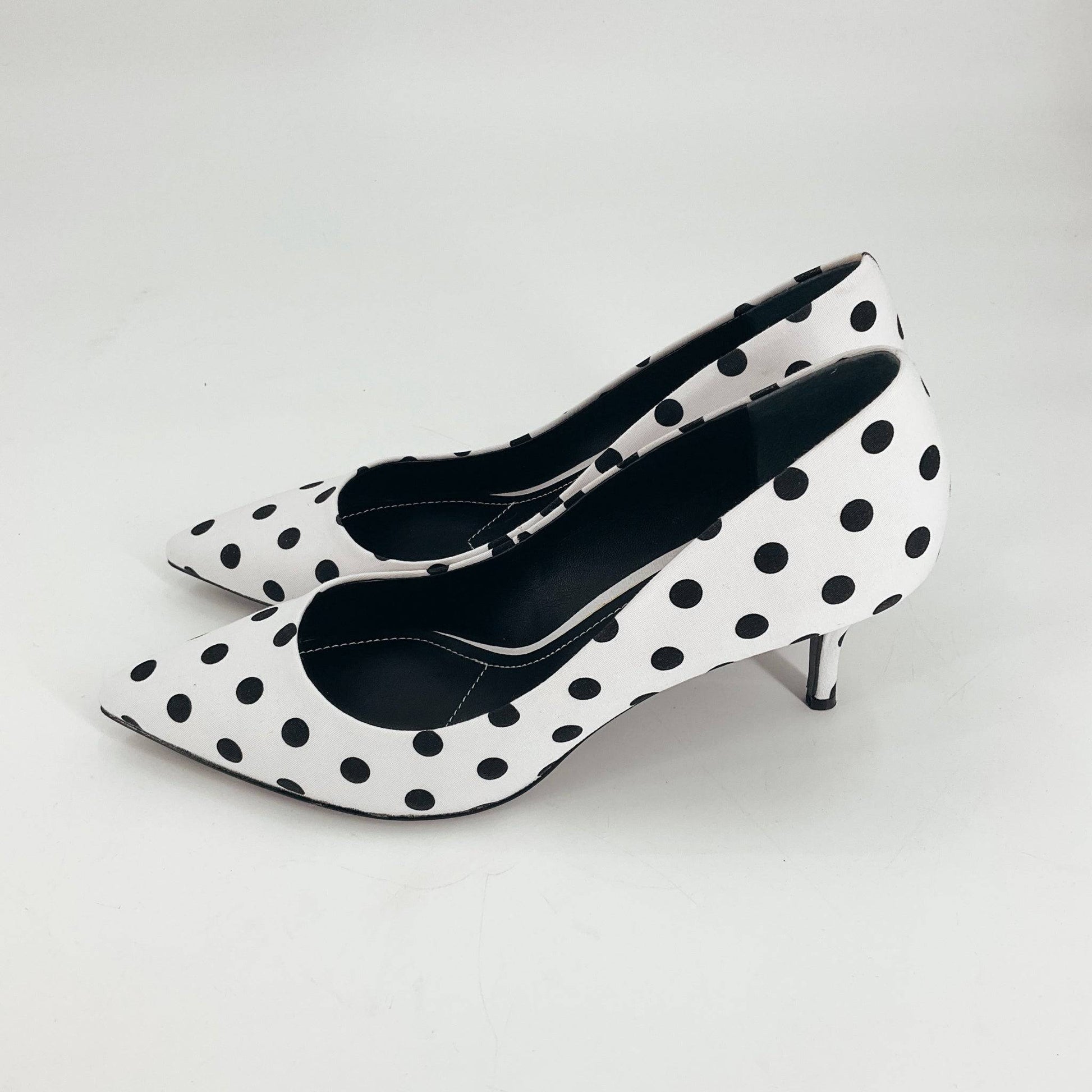 Charles David Black/White Polka Dot Pre-Owned Ladies Heel - Size 9.5 - Margaret’s Fine Consignment