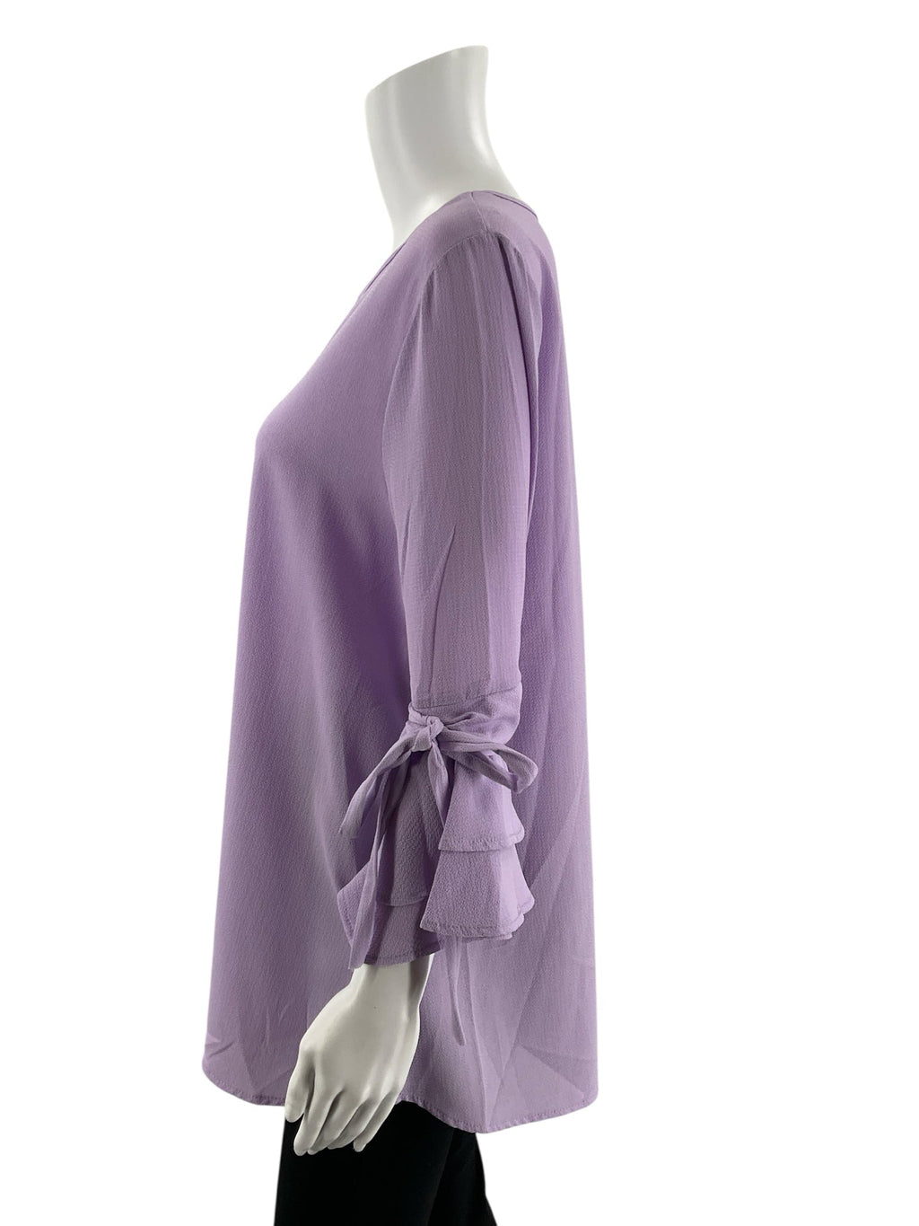 LTX Lavender solid pre-owned ladies tunic top in size large, featuring a bohemian and casual design.