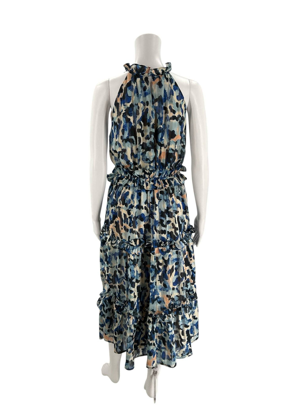 Elliatt – Blue & Peach Print Pre-Owned Maxi Dress - Size Small - Margaret’s Fine Consignment