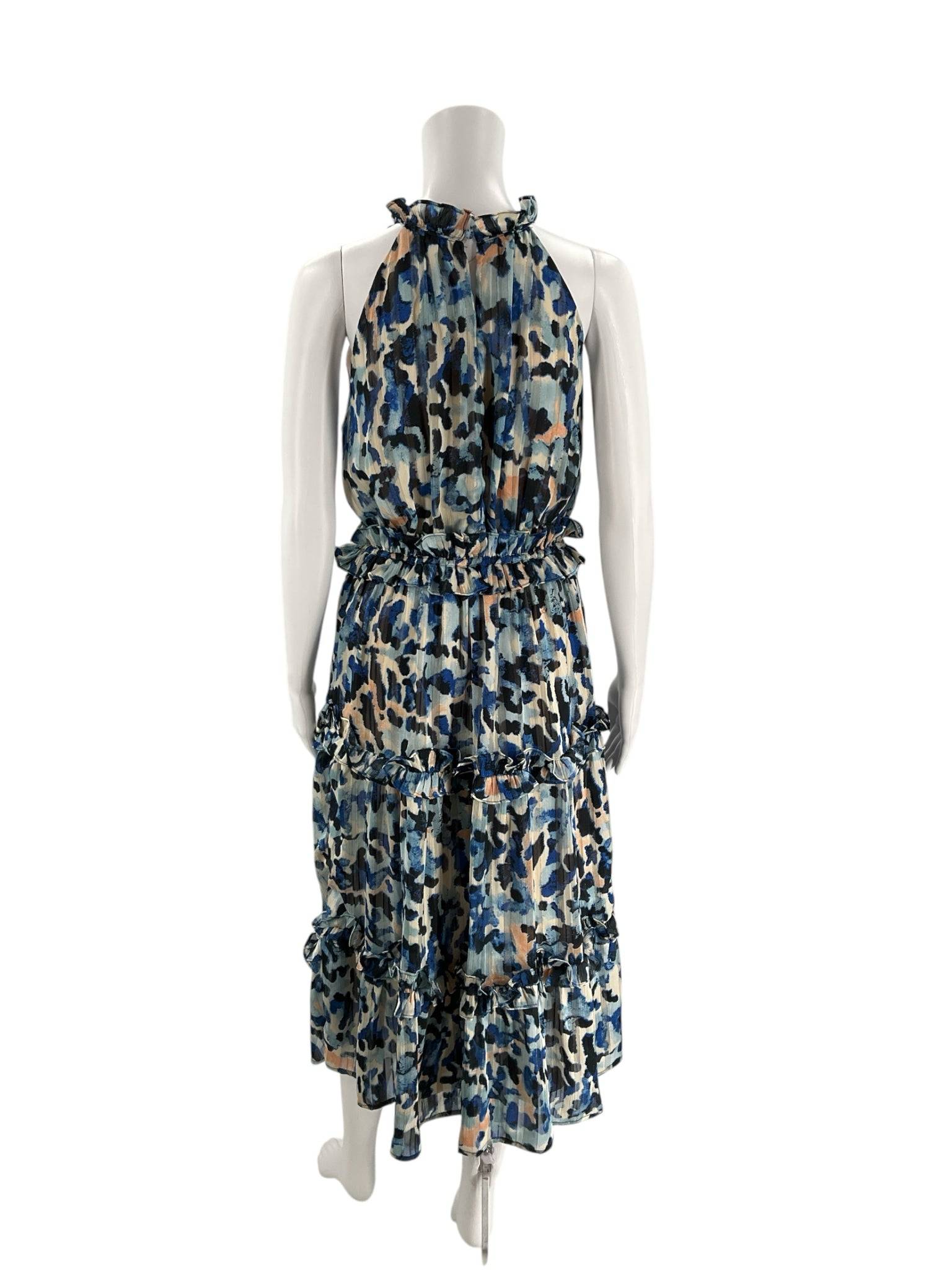 Elliatt – Blue & Peach Print Pre-Owned Maxi Dress - Size Small - Margaret’s Fine Consignment