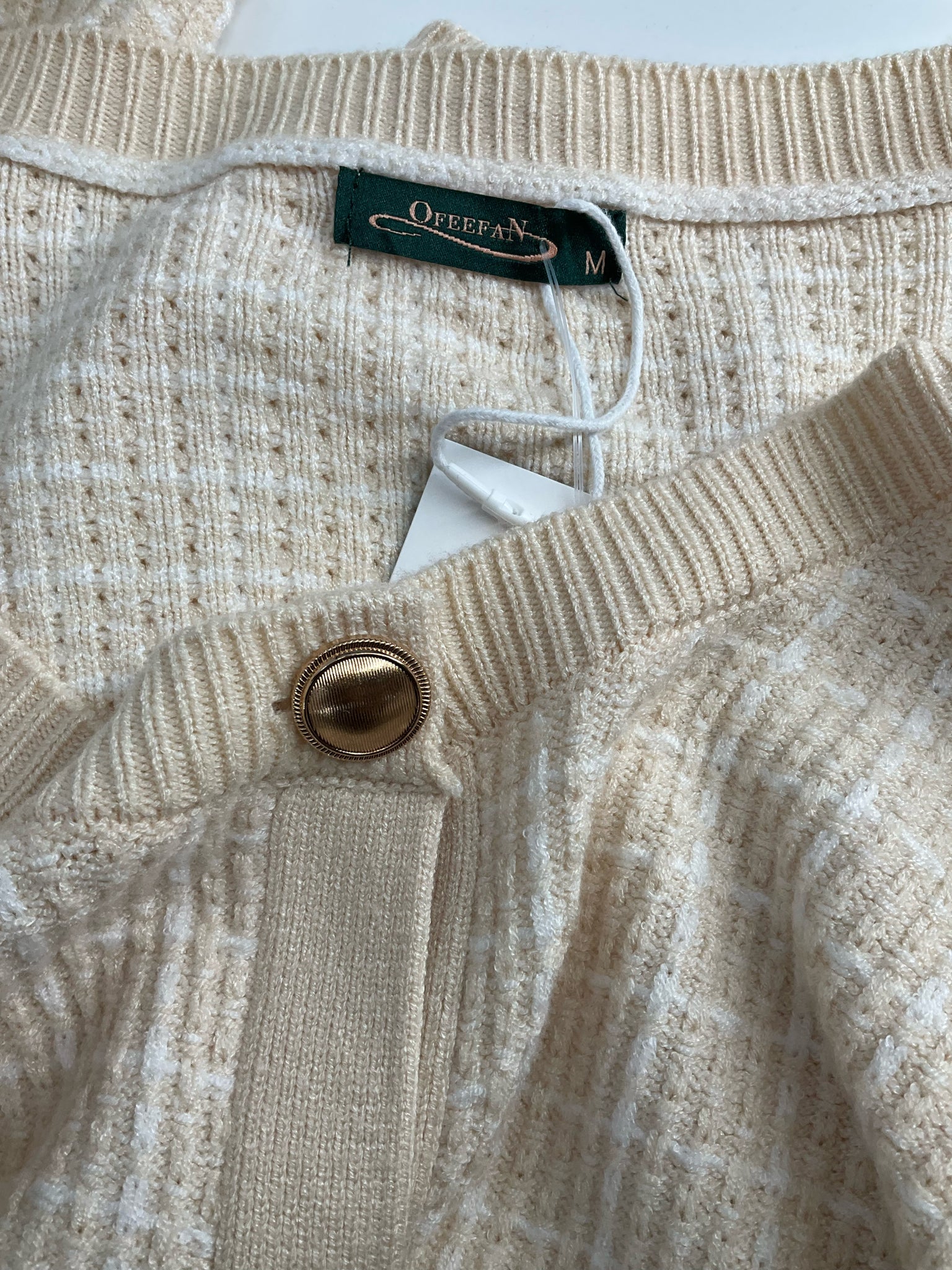 Ofeefan Ecru/White Square Pre-Owned Ladies Casual Top – Size M