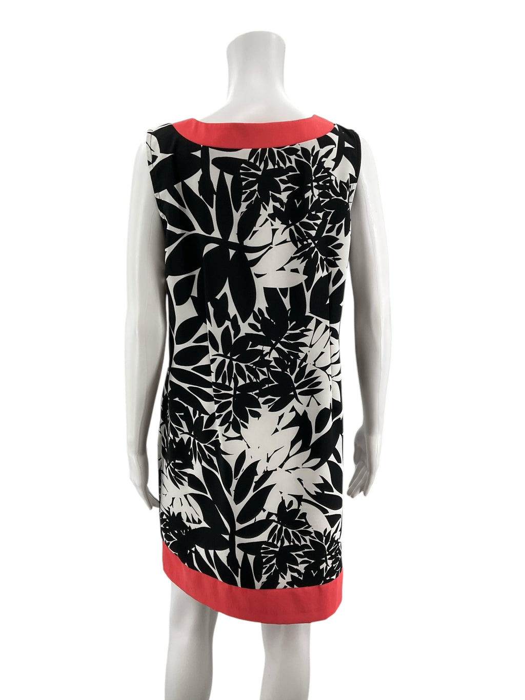 Soho White/Black/Coral Floral Pre-Owned Ladies Dress - Size Large Petite