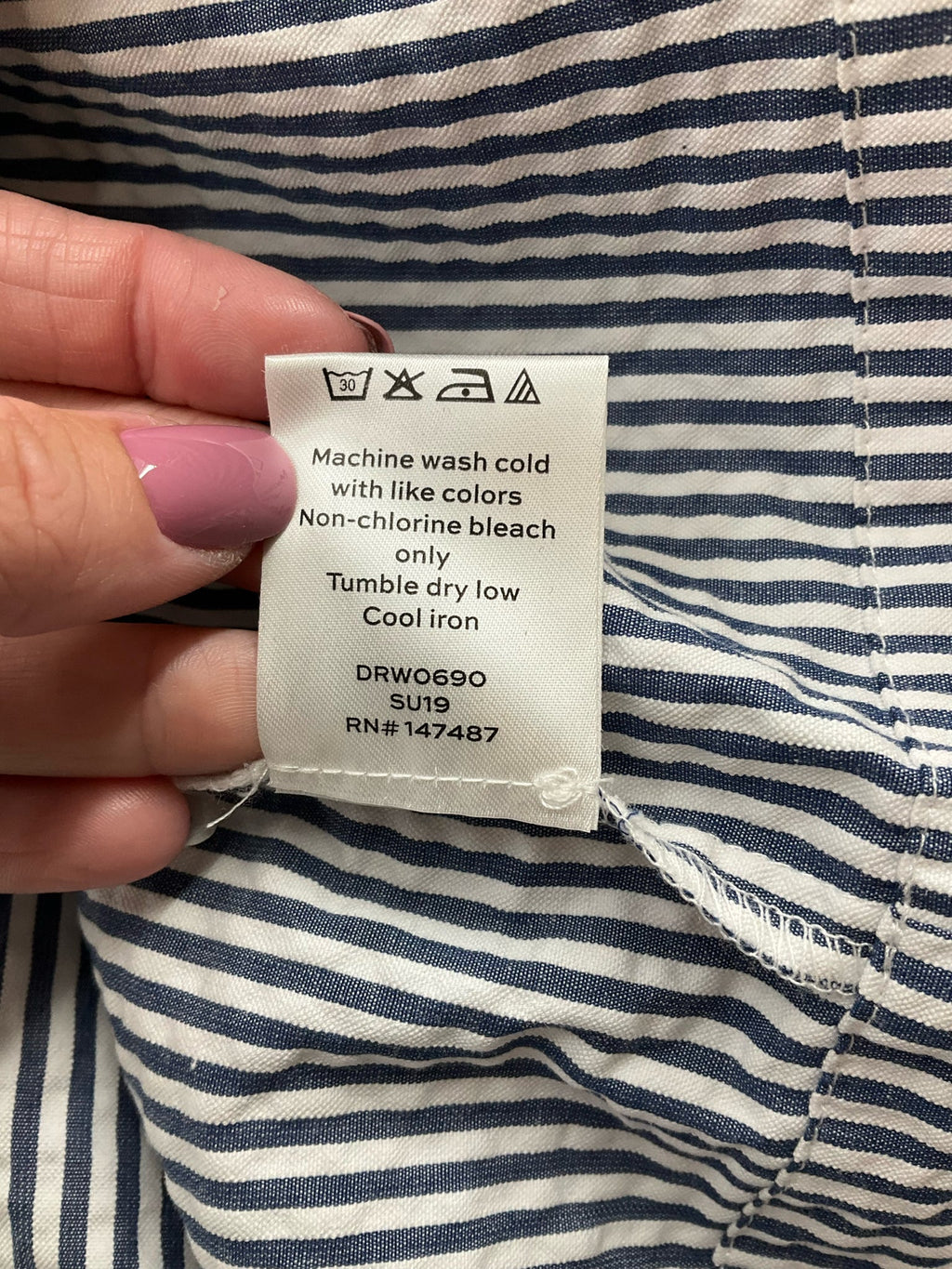 Draper James White/Blue Stripe Pre-Owned Ladies Dress - Size 6