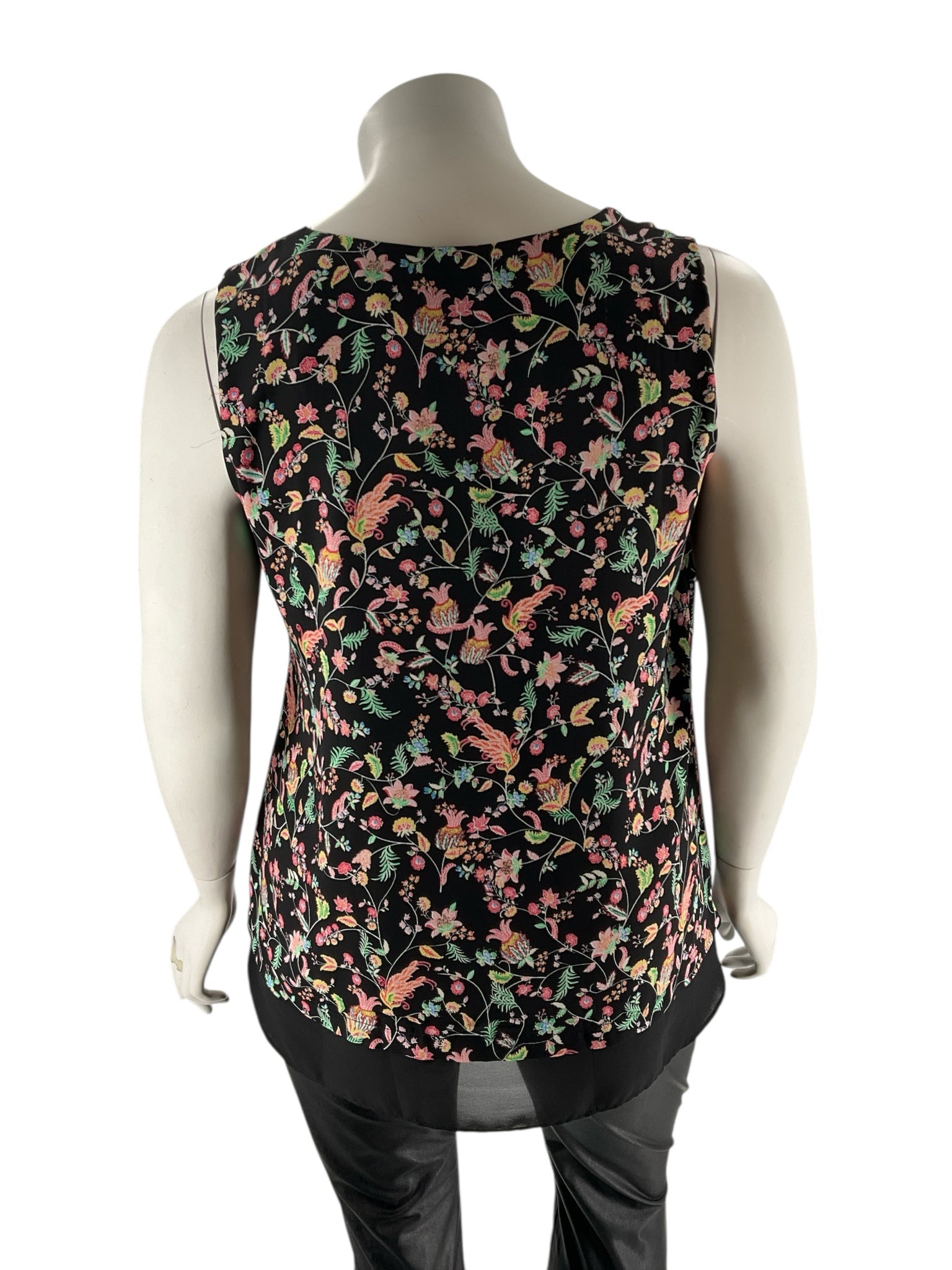 Rose & Olive Black/Multi Floral Pre-Owned Ladies Sleeveless Top - Size 1X
