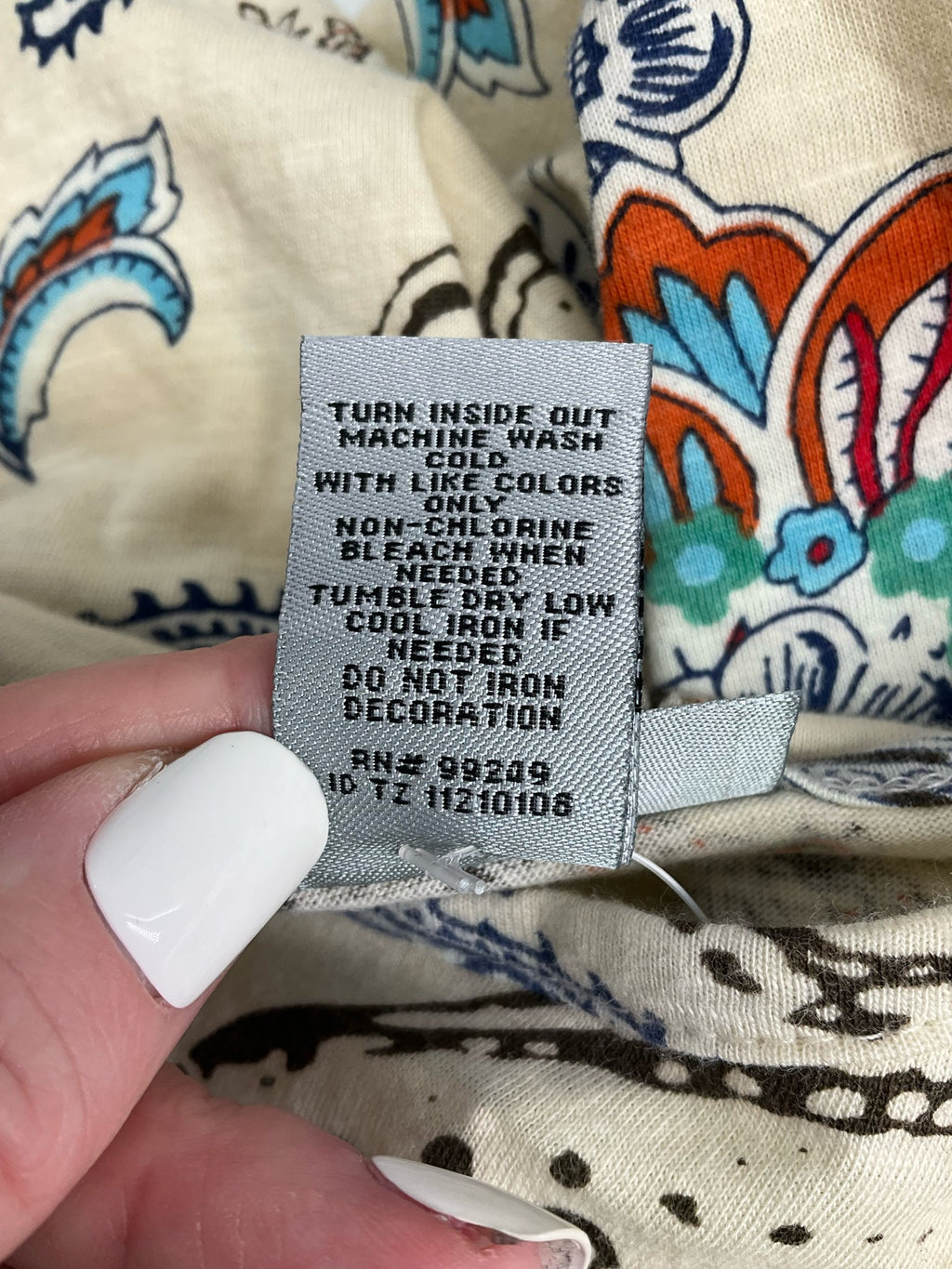 Catherines Cream/Blue/orange Print Pre-Owned Casual Top -  Size 1X