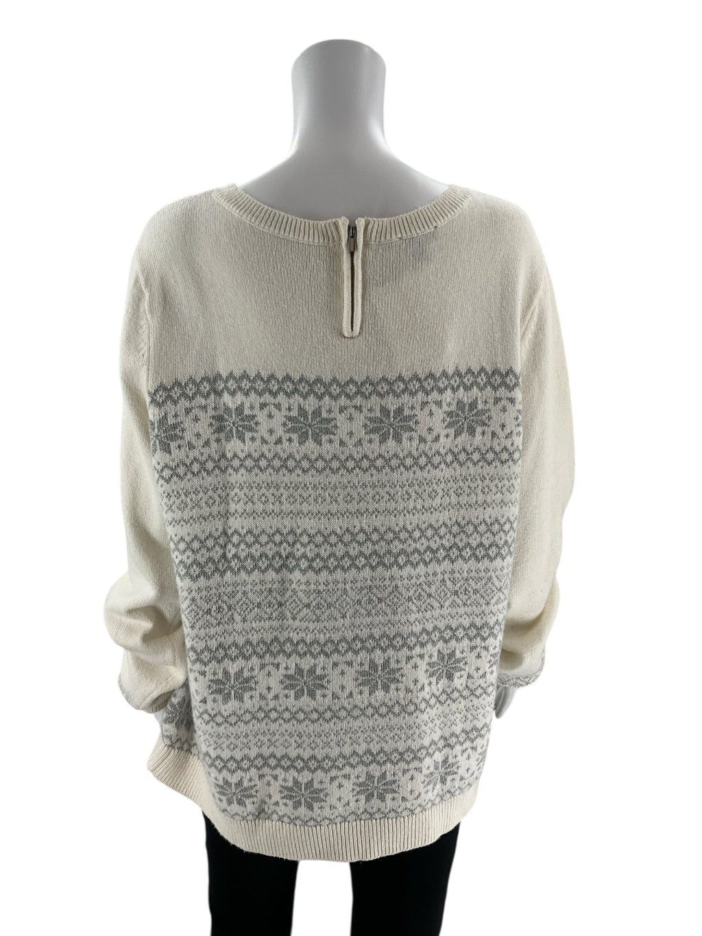 Talbots - Cream/Gray Snowflake Pre-Owned Ladies Casual Top - Size XL