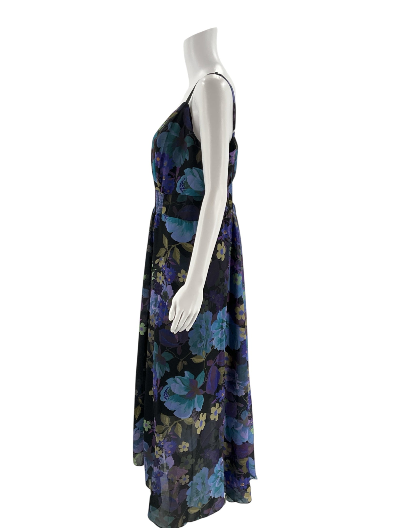 City Chic Black/Purple/Green Floral Pre-Owned Ladies Dress - Size XS