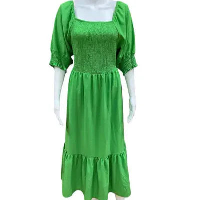 Michelle McDowell Green Solid Ladies Pre-Owned Dress - Size Large - Margaret’s Fine Consignment