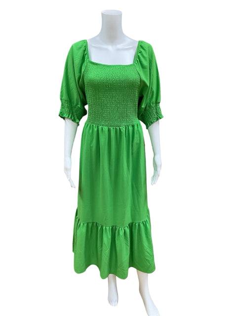 Michelle McDowell Green Solid Ladies Pre-Owned Dress - Size Large - Margaret’s Fine Consignment