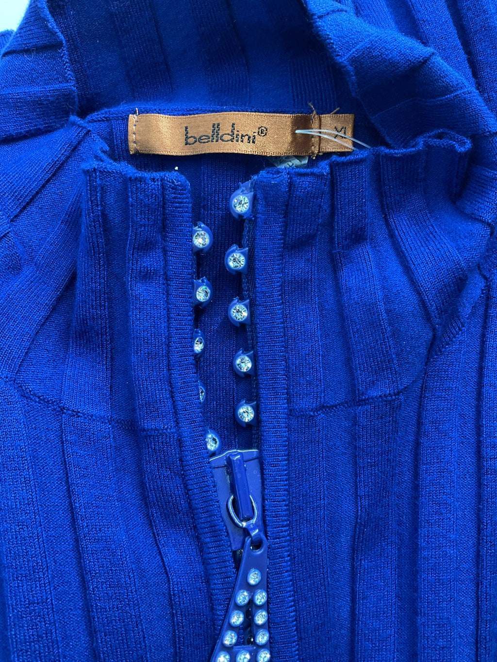 Belldini - Blue Rhinestone Pre-Owned Ladies Casual Top - Size XL