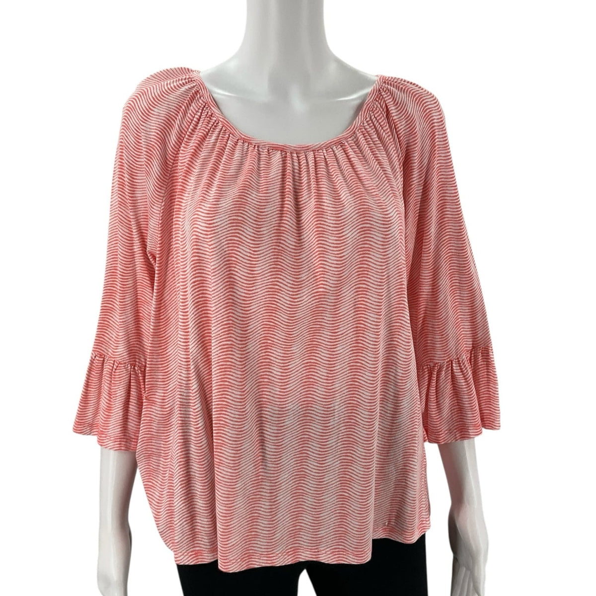 Michael Kors Pink/White Stripe Pre-Owned Ladies Top - Size Large - Margaret’s Fine Consignment