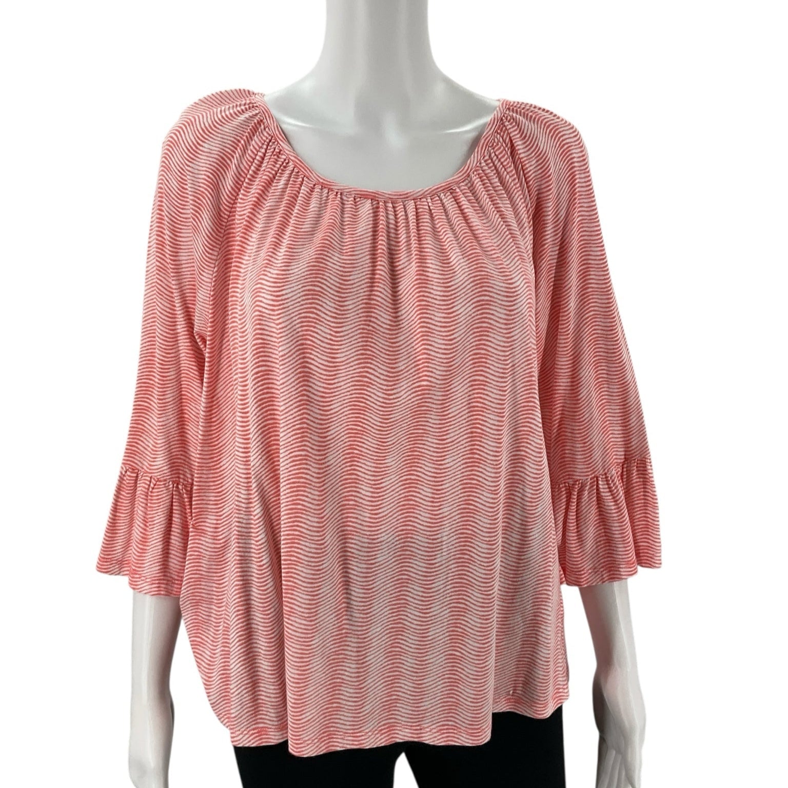 Michael Kors Pink/White Stripe Pre-Owned Ladies Top - Size Large - Margaret’s Fine Consignment