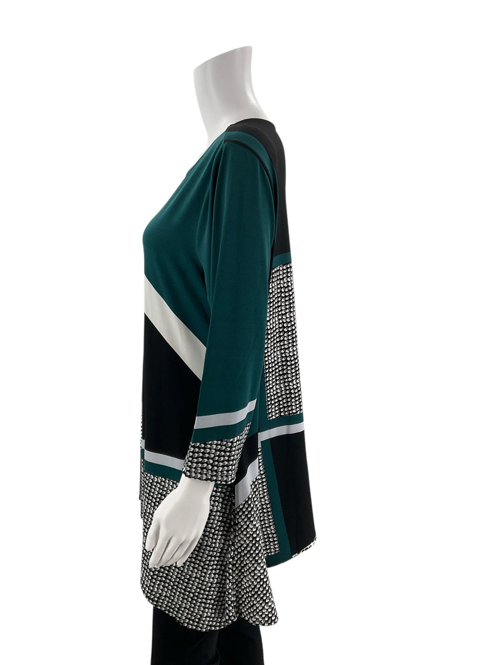 Alfani Green/White/Black Color Block Pre-Owned Ladies Top -  Size Large