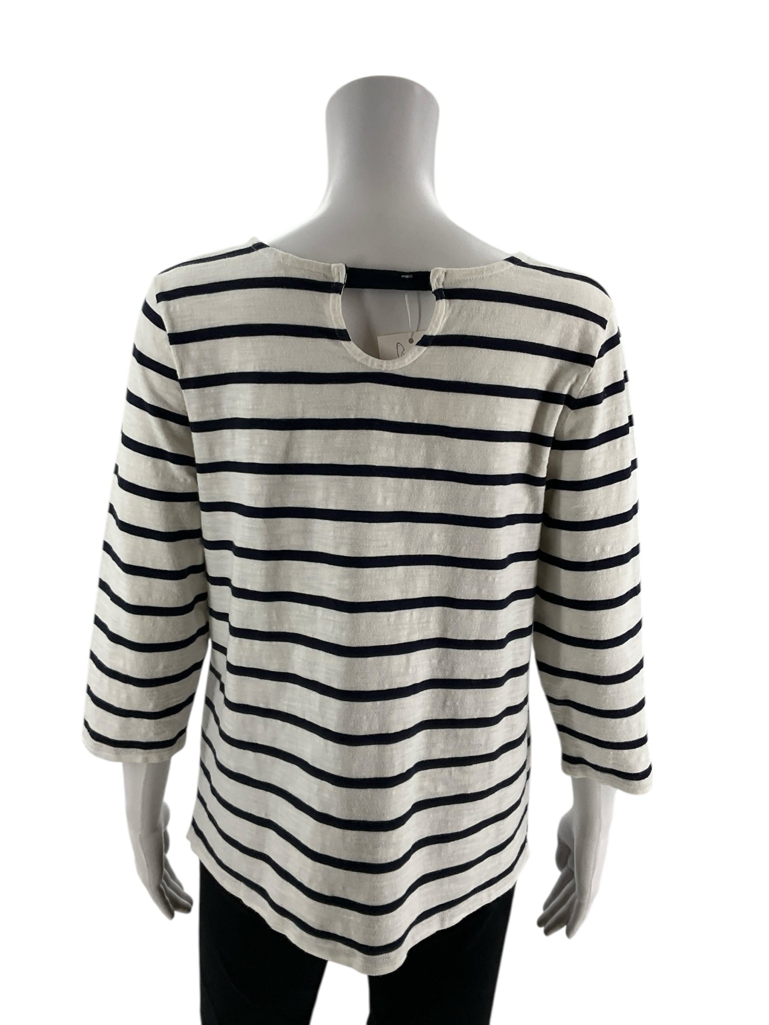 Talbots White/Navy Stripe Pre-Owned Ladies Top - Size Large Petite
