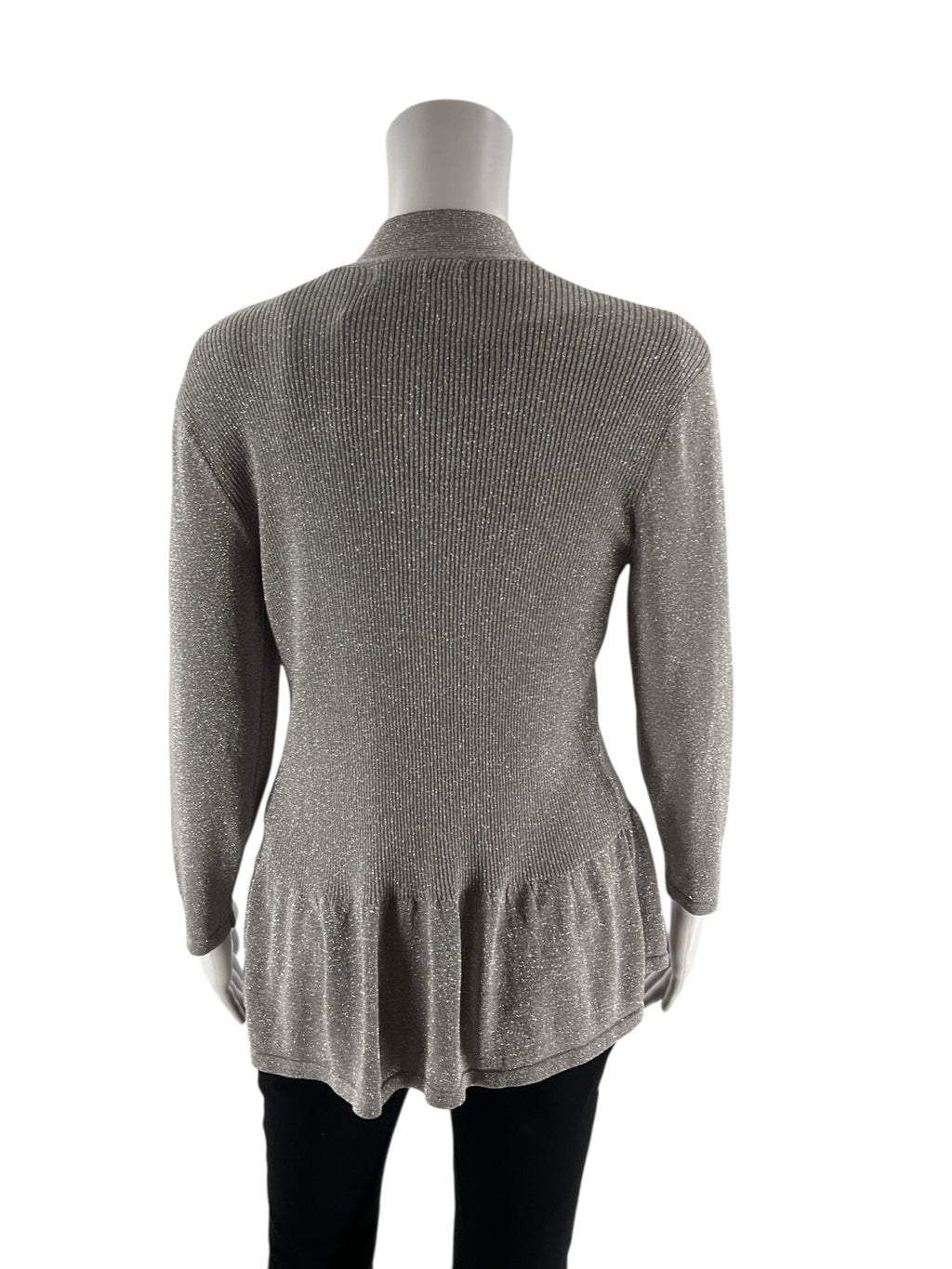 August Silk - Silver Ribbed Pre-Owned Ladies Casual Top - Size Large