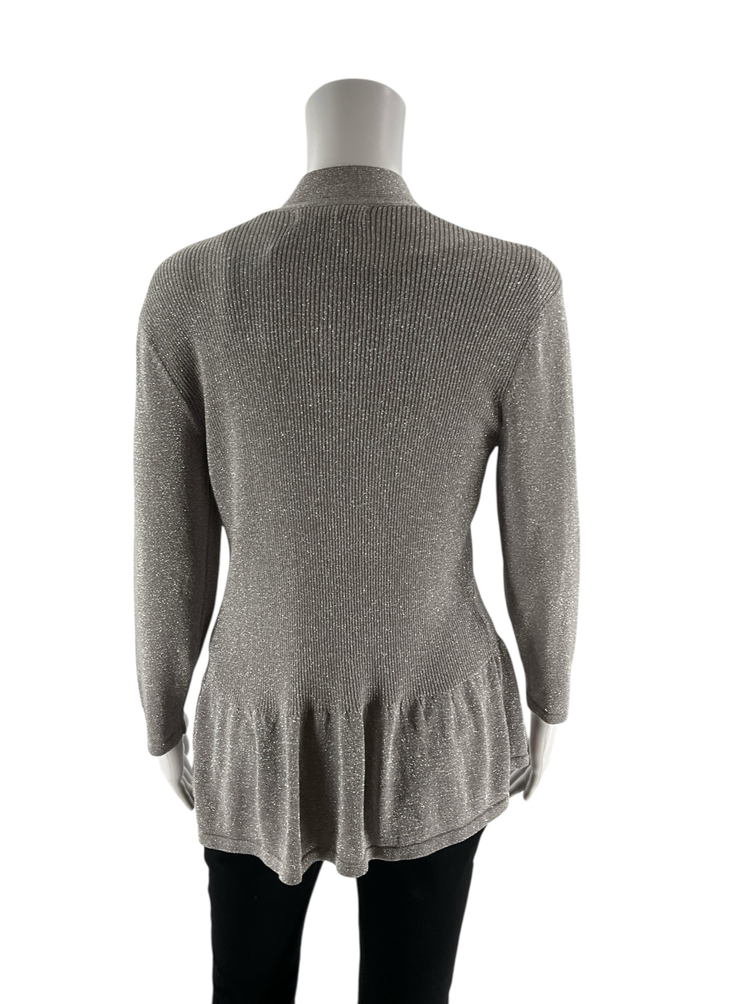 August Silk - Silver Ribbed Pre-Owned Ladies Casual Top - Size Large