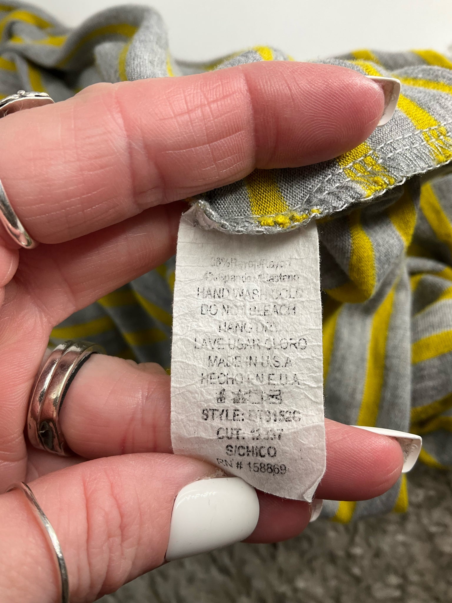 Promesa - Mustard/Gray/Black Stripe Pre-Owned Ladies Casual Top - Size Small