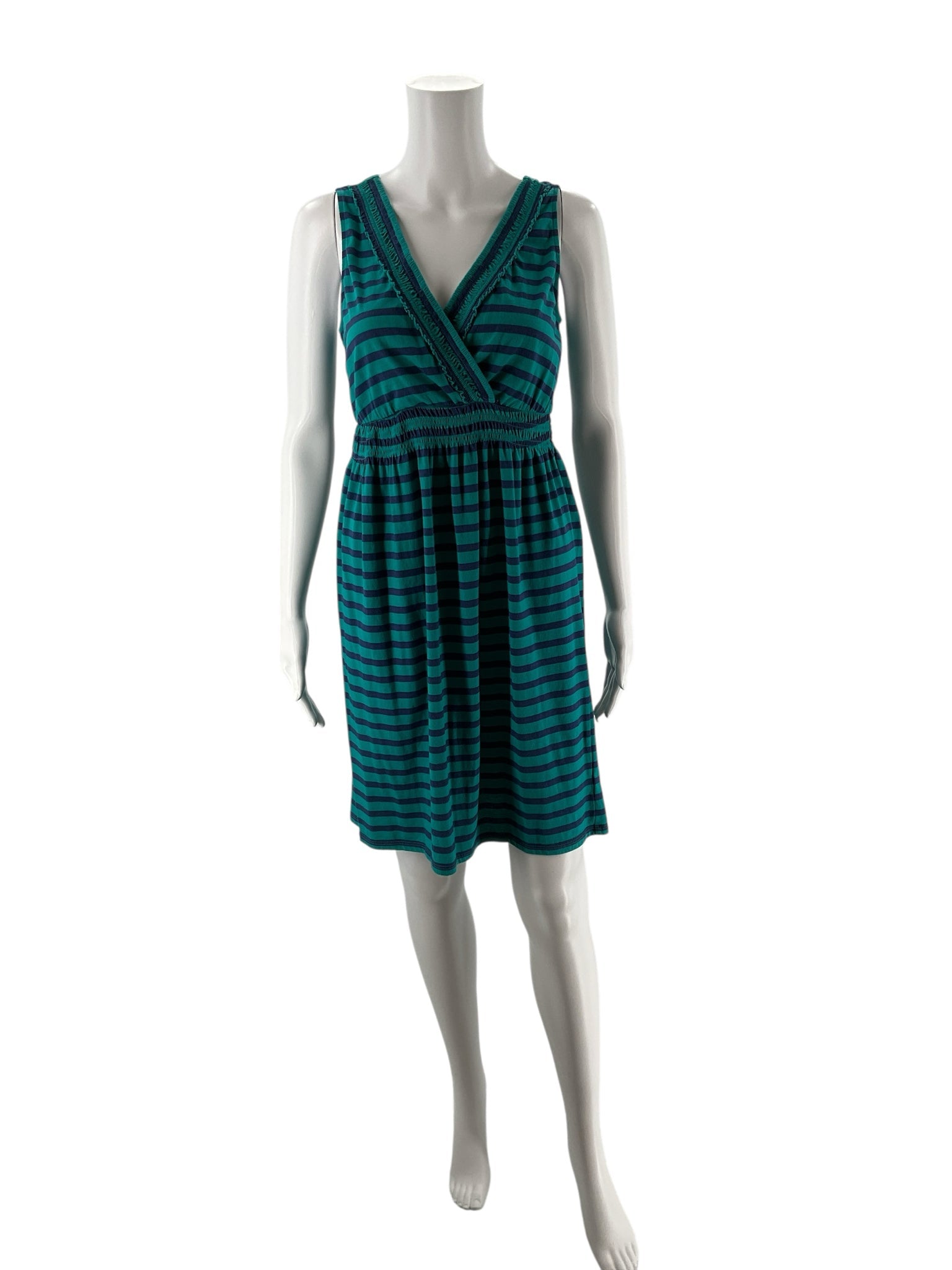 Bump in the Night Teal/Blue Striped Pre-Owned Ladies Dress - Size Small