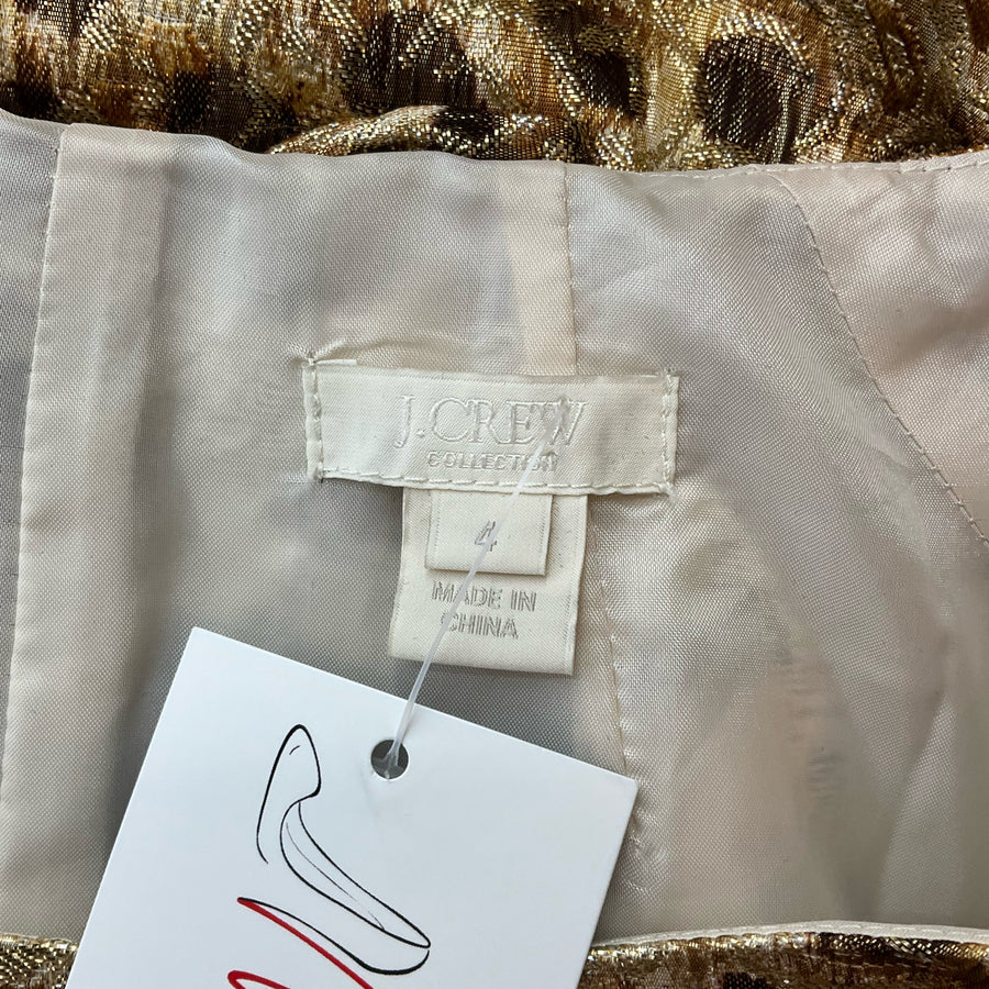 J Crew Gold Animal Print Pre-Owned Ladies Dress - Size 4