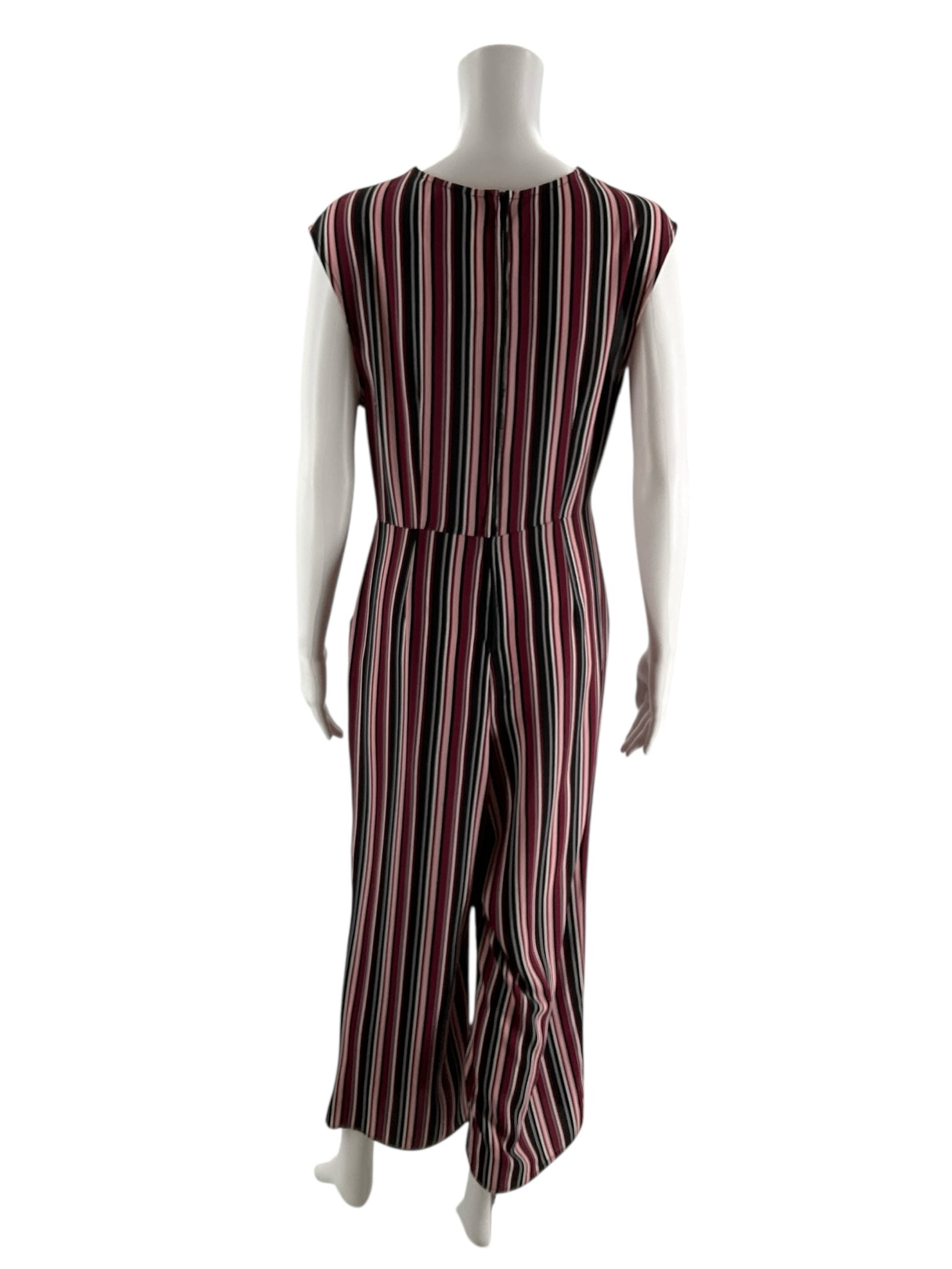 Speechless Purple/Black Stripe Pre-Owned Ladies Jumpsuit - Size Large