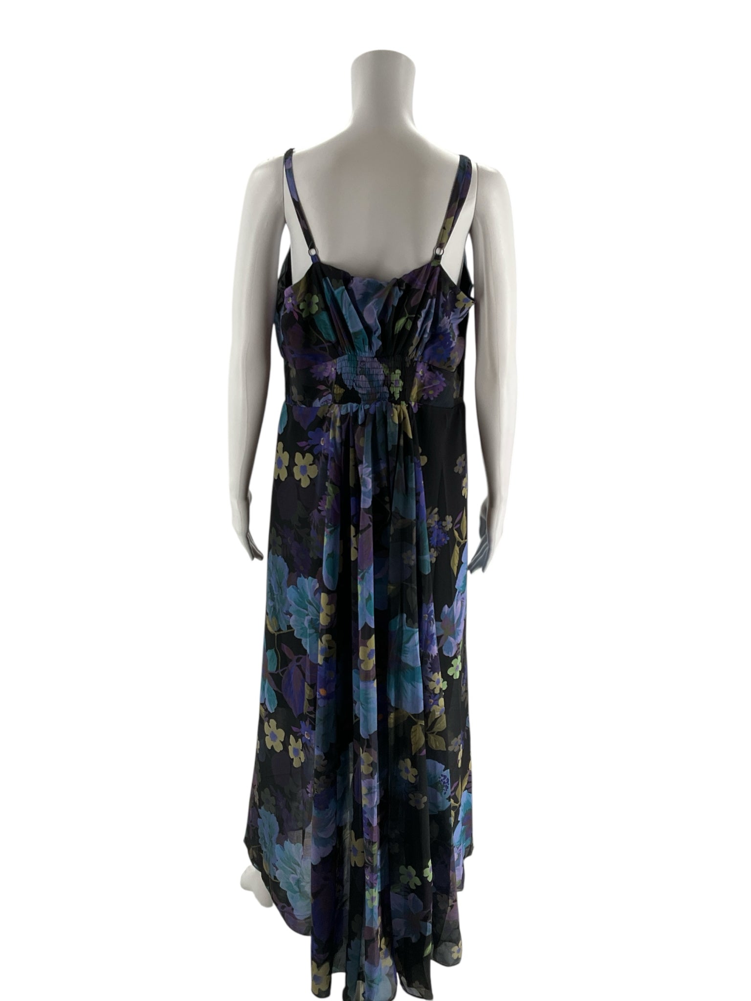 City Chic Black/Purple/Green Floral Pre-Owned Ladies Dress - Size XS