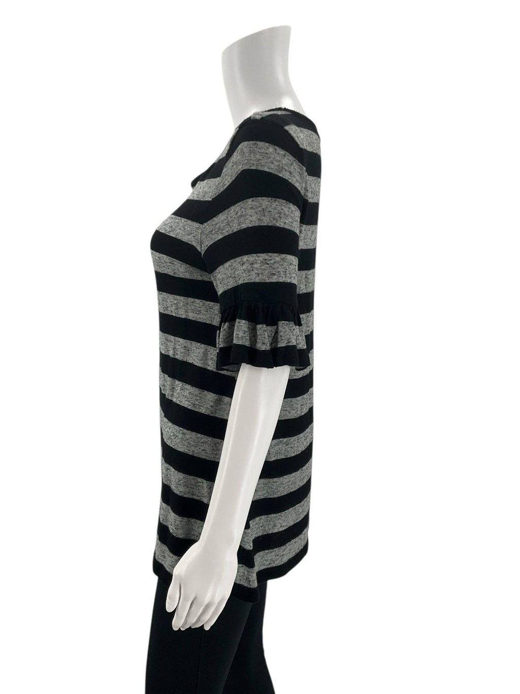 Loft Gray/Black Stripe Top - Size Small - Margaret’s Fine Consignment