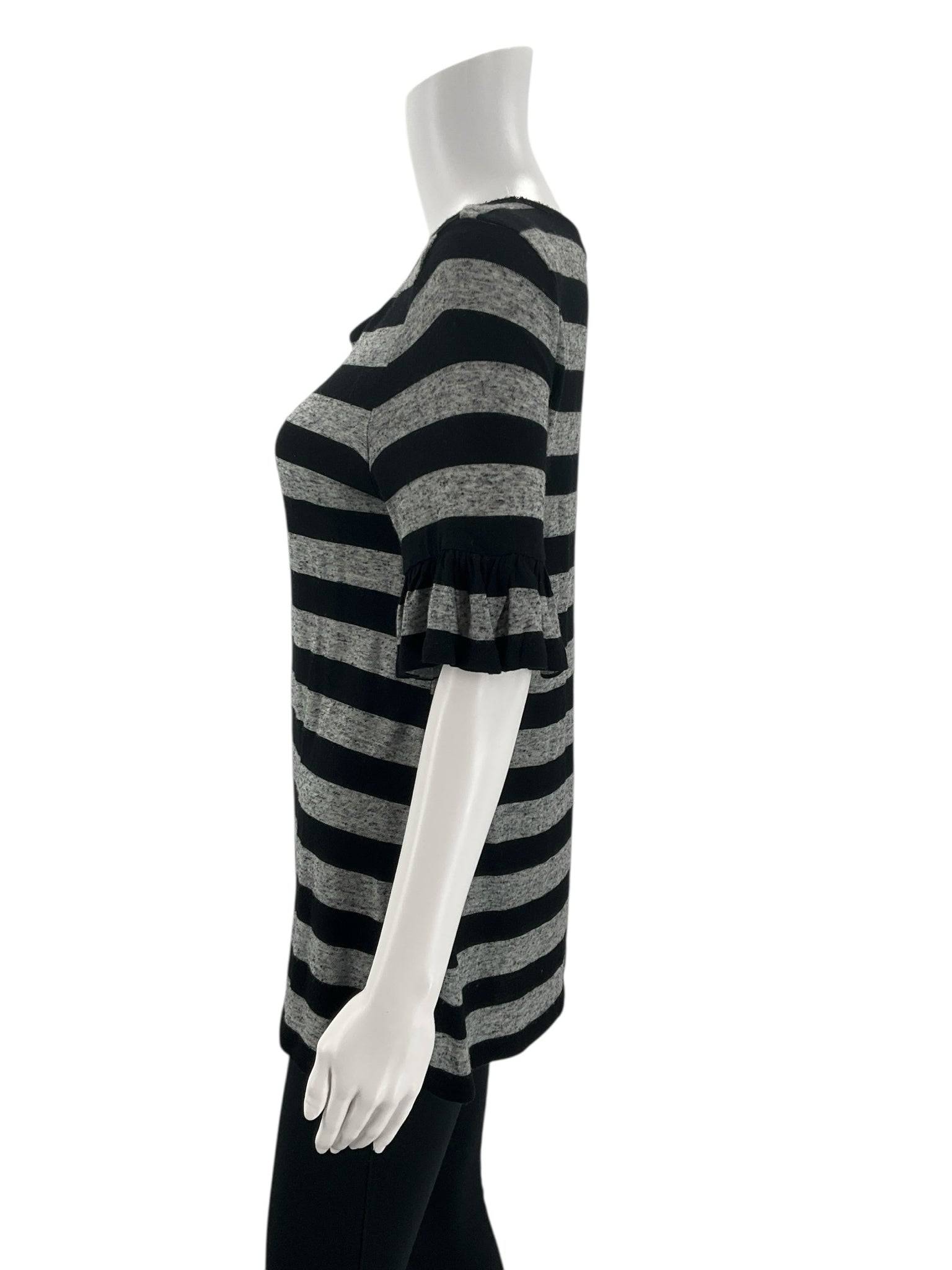 Loft Gray/Black Stripe Top - Size Small - Margaret’s Fine Consignment