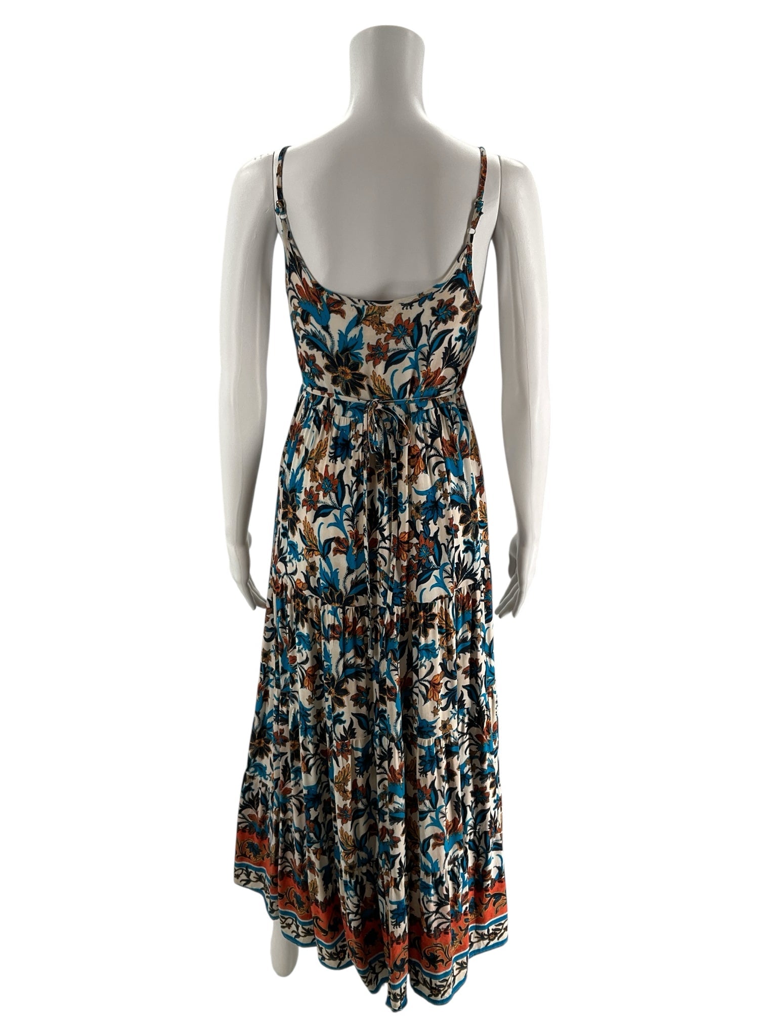 BOG Collective Tan/turquoise Floral Pre-Owned Ladies Dress - Size XS - Margaret’s Fine Consignment