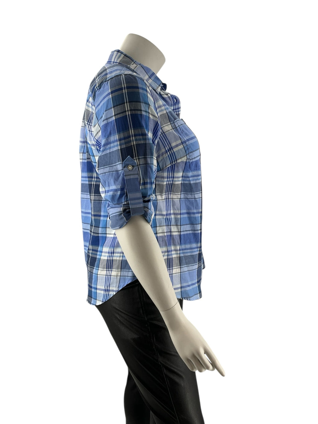Ralph Lauren Blue/White Plaid Pre-Owned Ladies Casual Top -  Size 1X