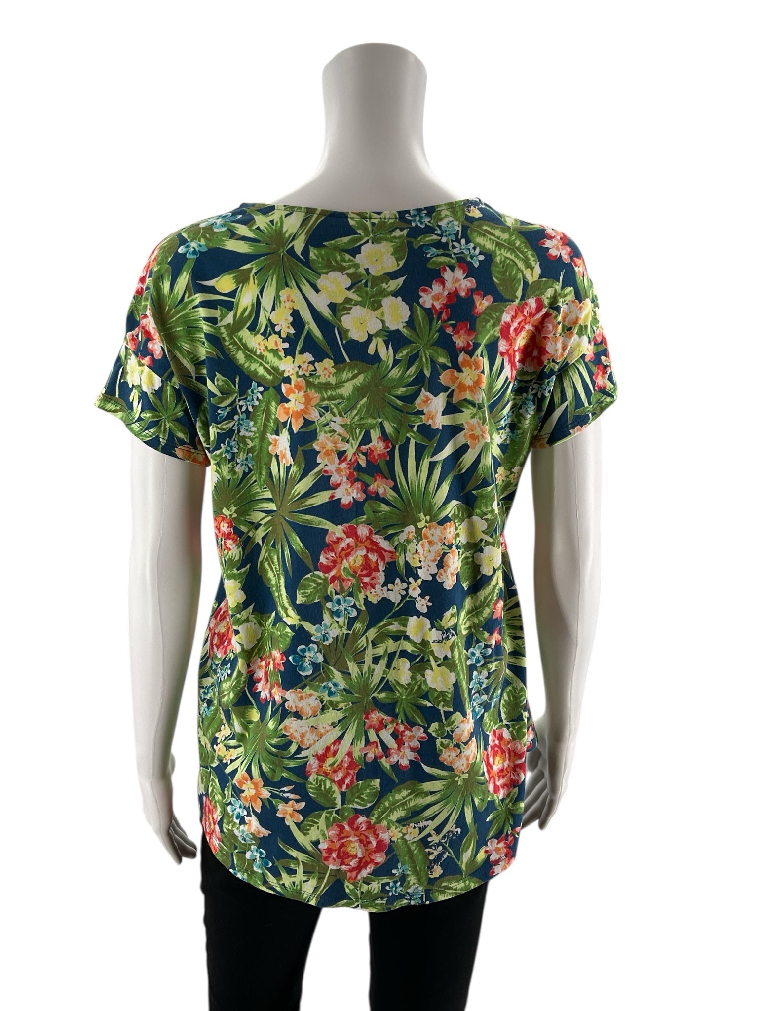 J Jill - Blue/Green/Orange Floral Pre-Owned Ladies Casual Top - Size Small