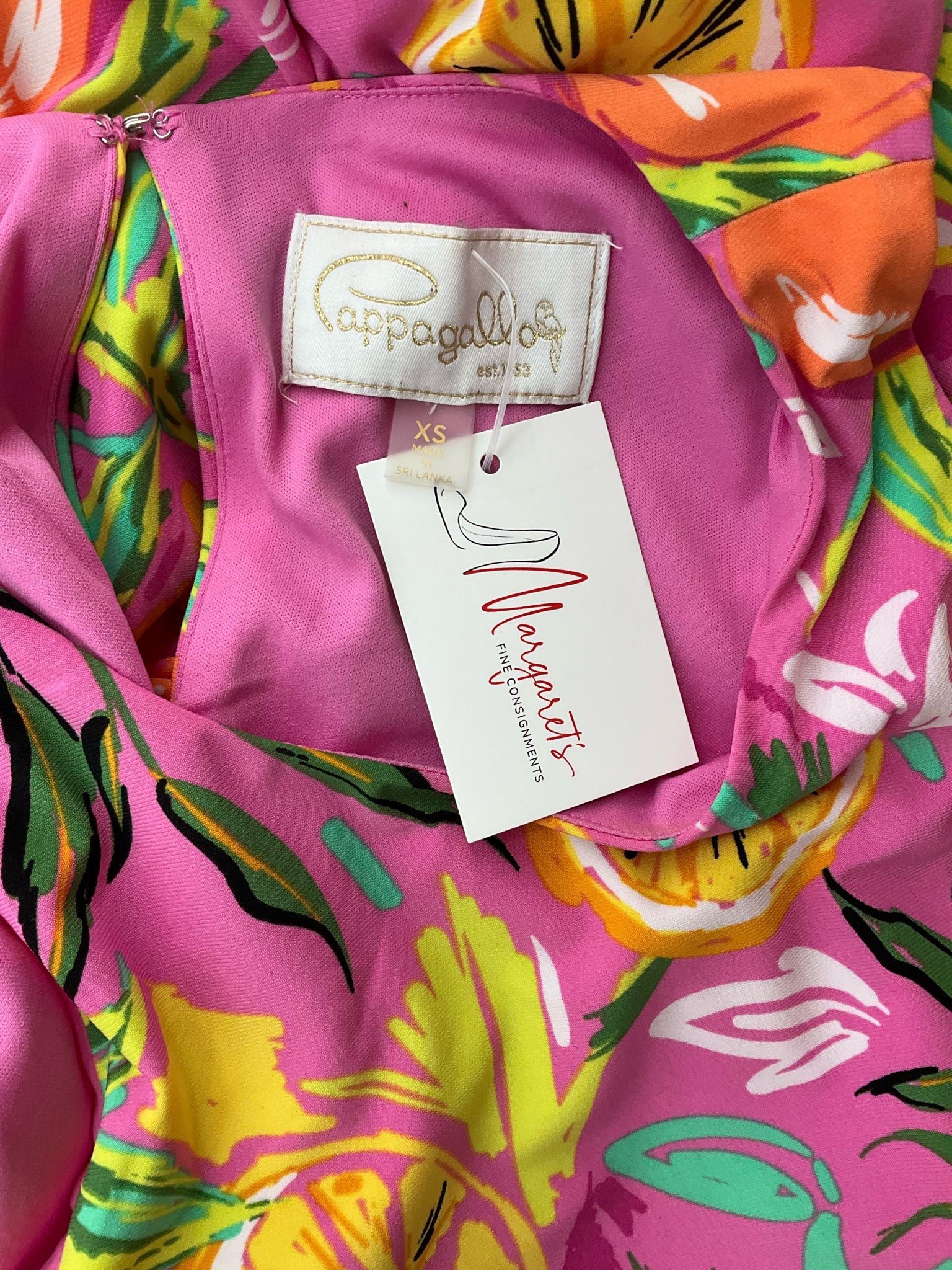 Cappagallo Pink/Green/Orange Fruit Pre-Owned Ladies Dress - Size XS