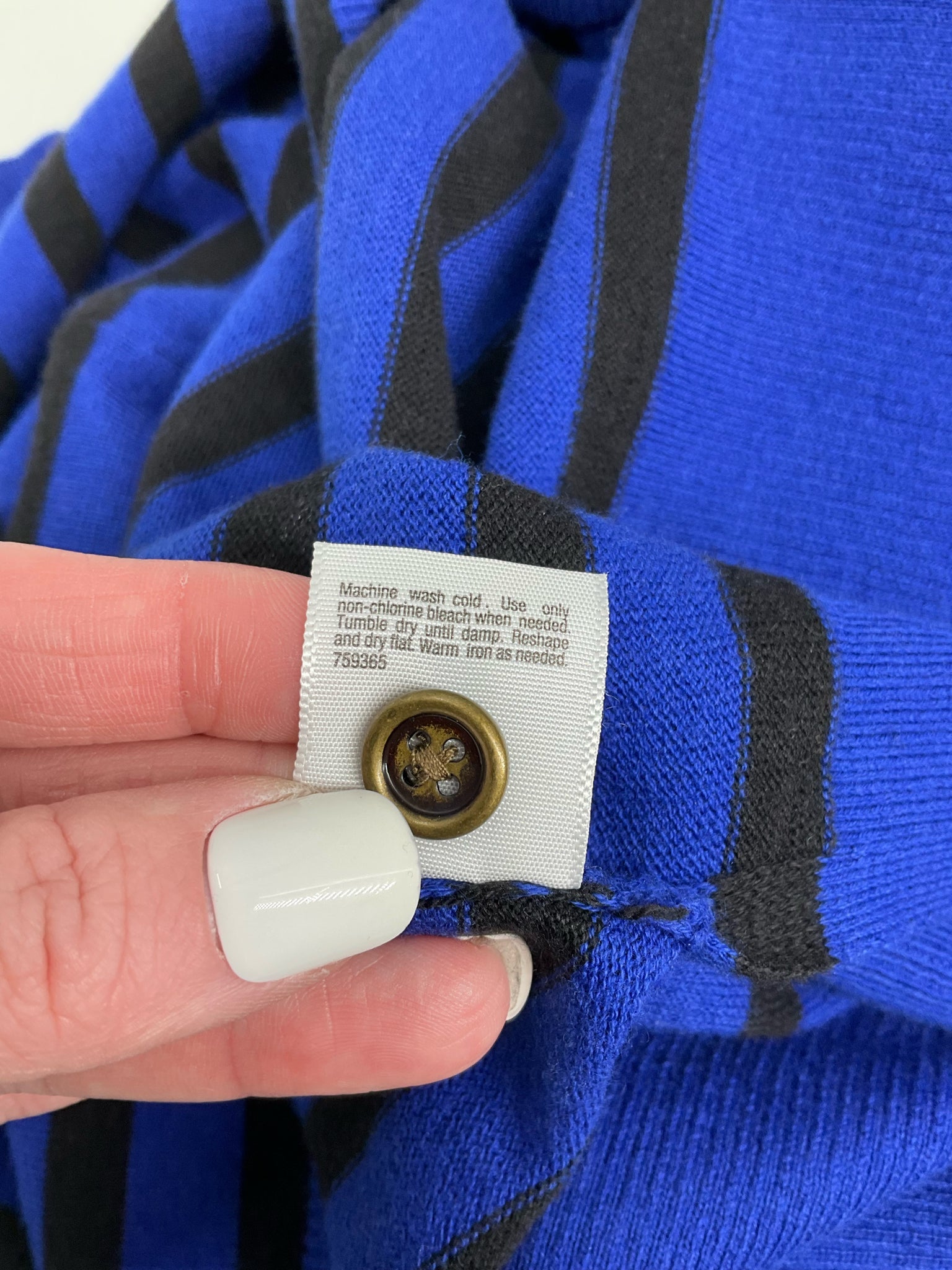 Ana Blue/Black Stripe Pre-Owned Ladies Casual Top -  Size 1X