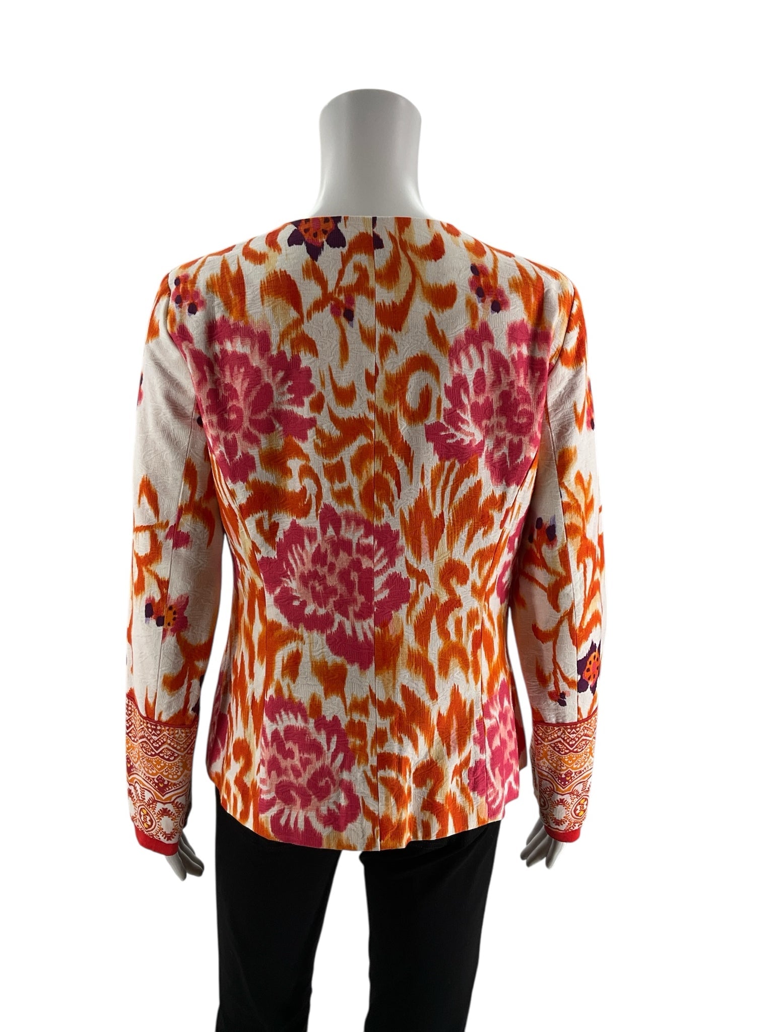 Indikka Orange/Multi Print Pre-Owned Ladies Jacket- Size Small
