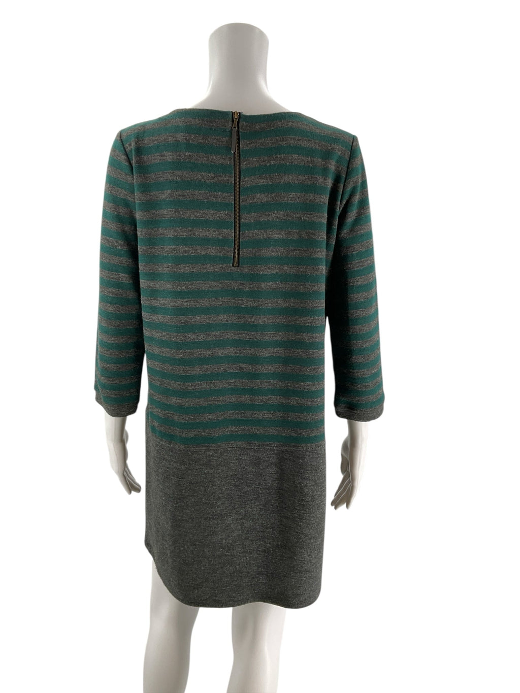 Loft Green/Gray Striped Pre-Owned Ladies Dress - Size Medium