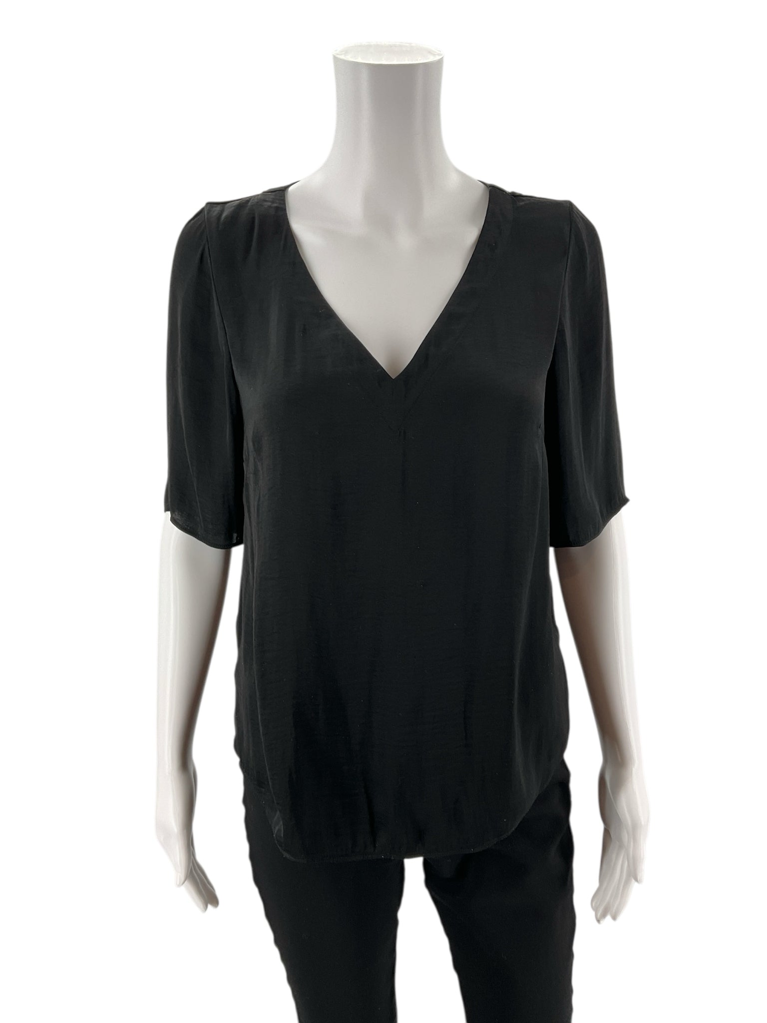 Kaari Blue - Black Solid Pre-Owned Ladies Casual Top - Size XS