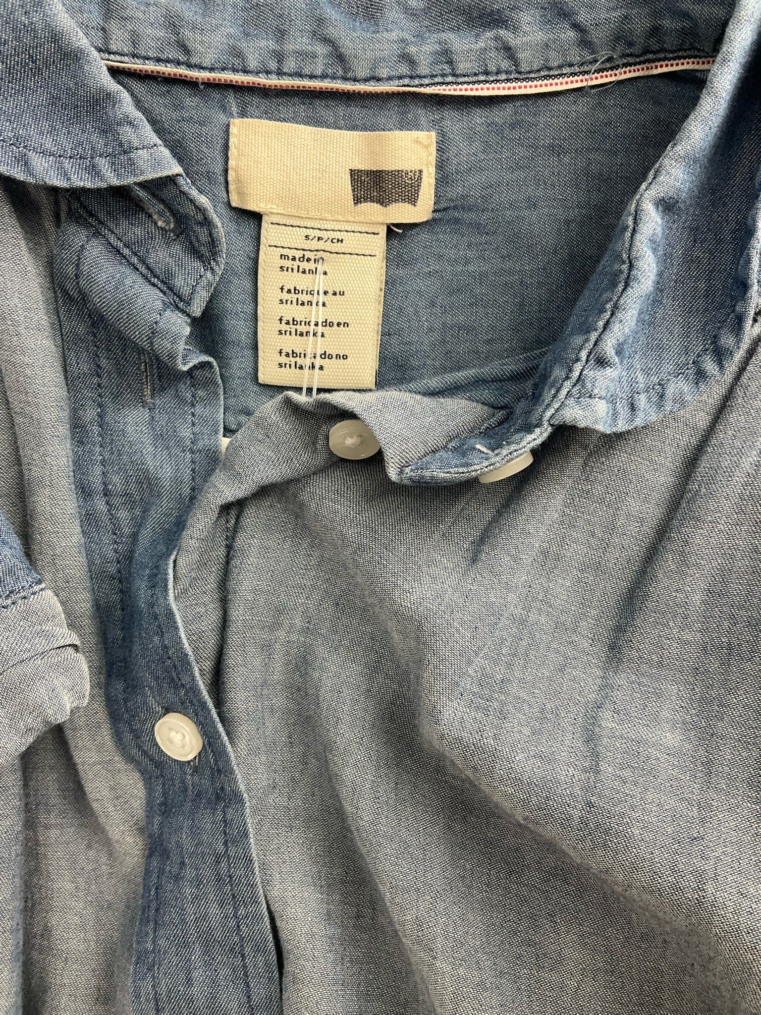 Levis - Blue Solid Pre-Owned Ladies Casual Top - Size Small