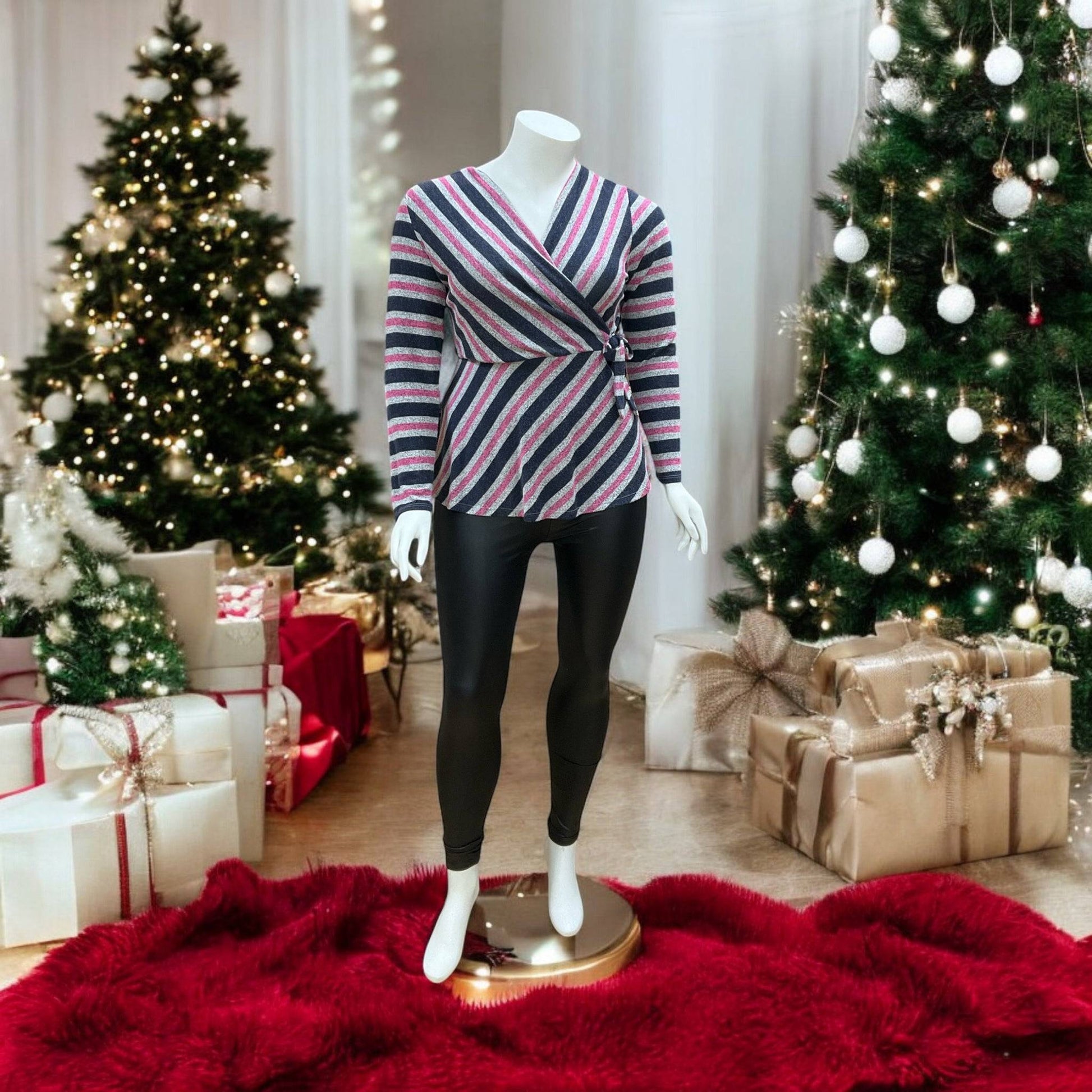 Lane Bryant Navy/Pink Striped Ladies Pre-Owned Top - Size 14/16 - Margaret’s Fine Consignment