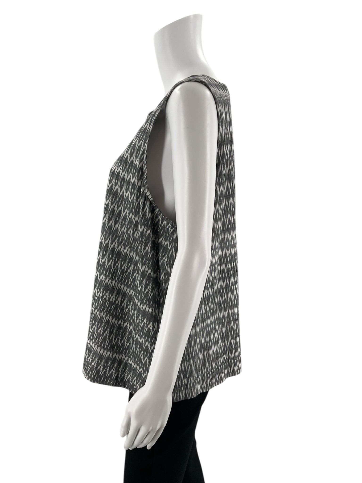 Eileen Fisher - Gray Print Pre-Owned Ladies Casual Top - Size Large