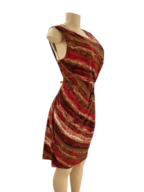Jones Wear Dress Camel/Orange/Rred Print Pre-Owned Ladies Dress - Size 14 - Margaret’s Fine Consignment