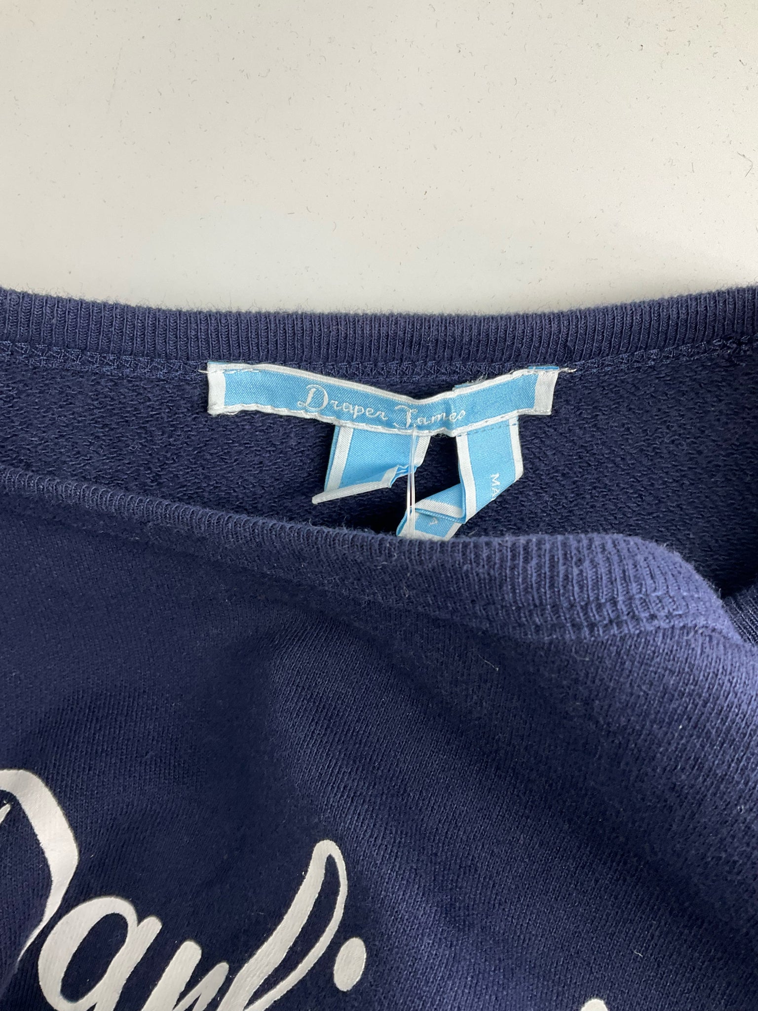 DRAPER JAMES - Navy Words Pre-Owned Ladies Casual Top - Size XL