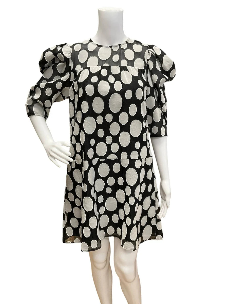 Crosby Gray/Black Polka Dot Ladies Pre-Owned Dress - Size XS