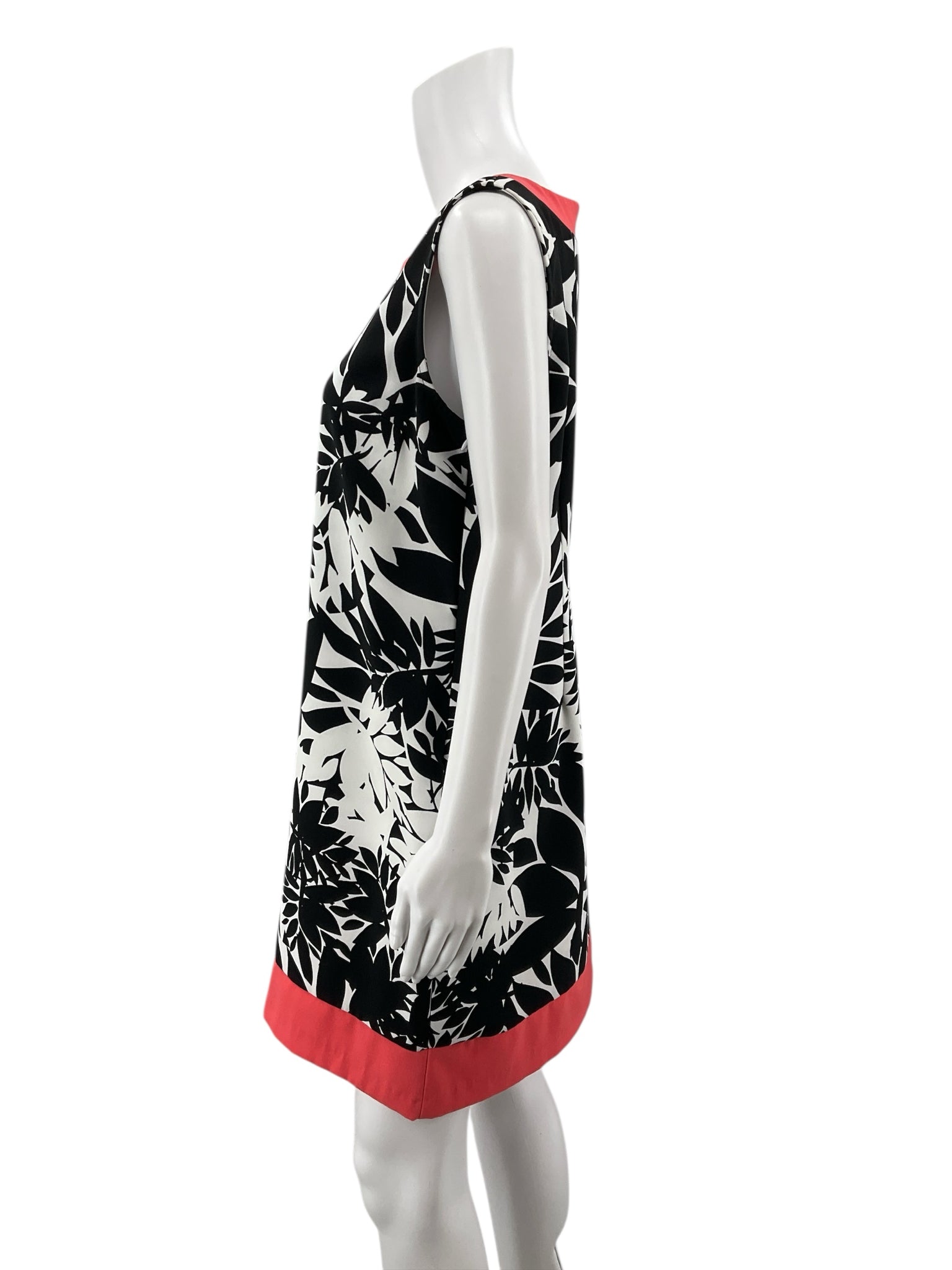 Soho White/Black/Coral Floral Pre-Owned Ladies Dress - Size Large Petite