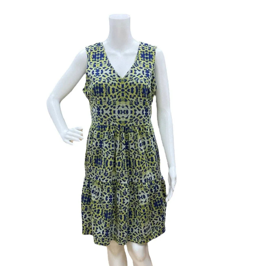 Tyler Boe Blue/Green Print Ladies Pre-Owned Dress - Size Small
