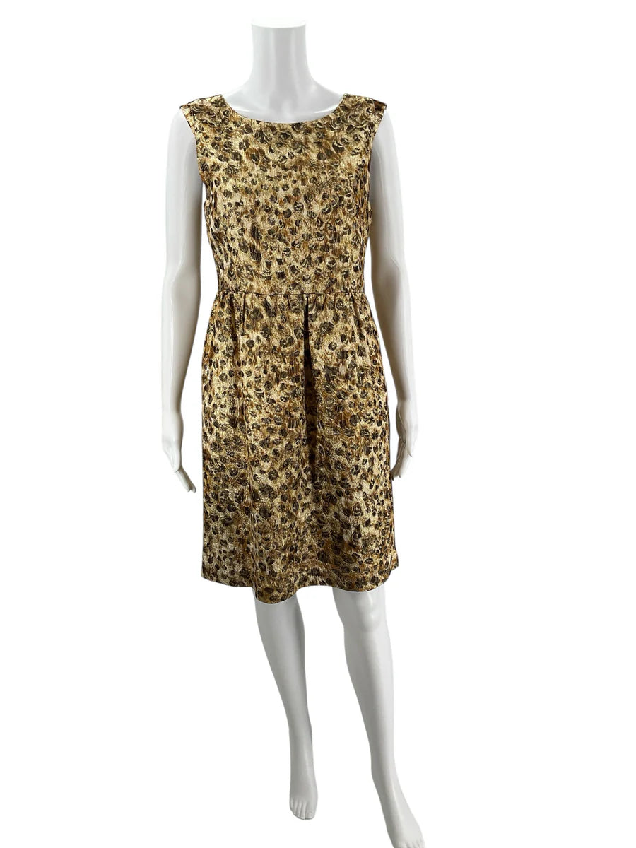 J Crew Gold Animal Print Pre-Owned Ladies Dress - Size 4