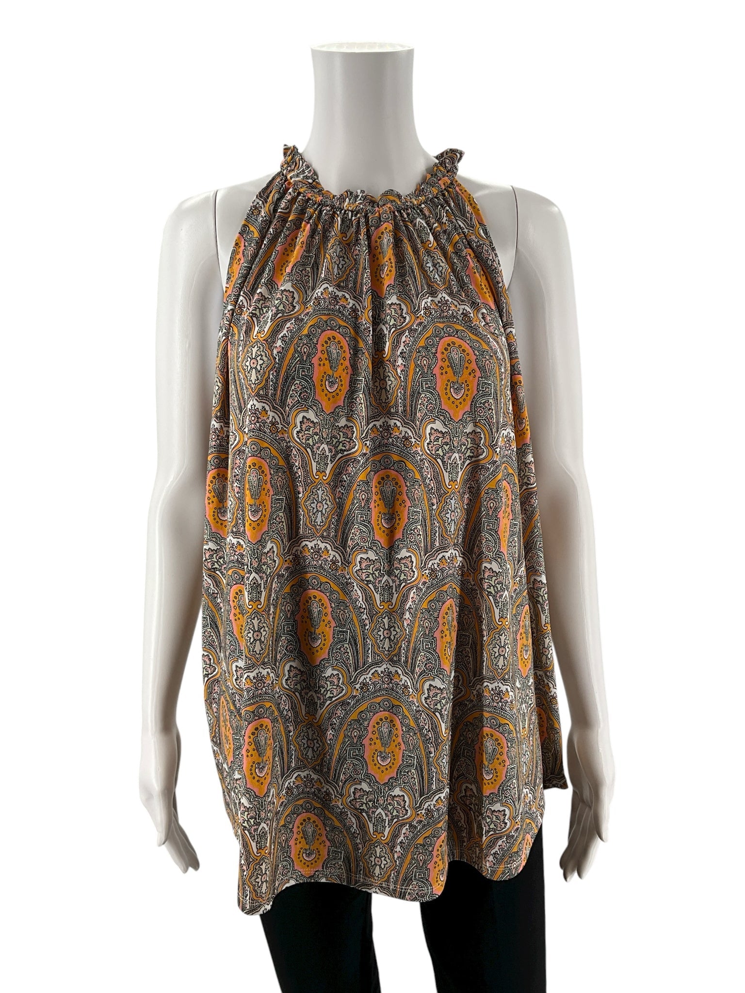 Ann Taylor White/Pink/Yellow Print Pre-Owned Top - Size XL