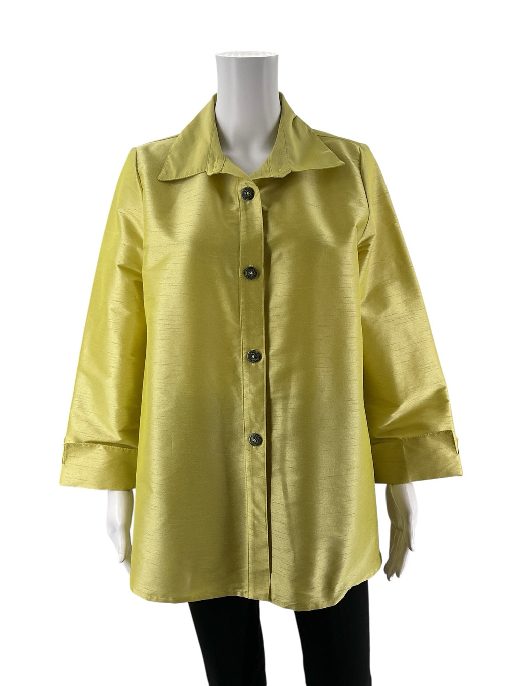 ic collection Yellow Green Solid Pre-Owned Ladies Top - Size Large