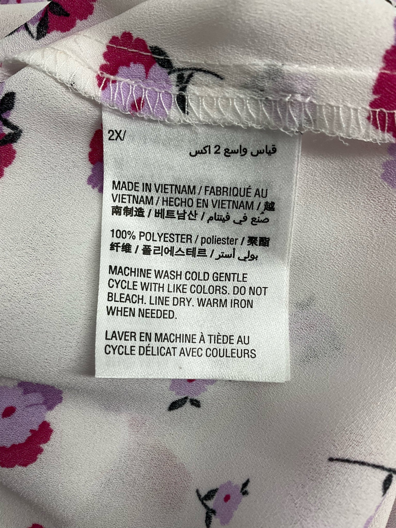 bar 111 White/Pink/Purple Floral Pre-Owned Ladies Sleeveless Top - Size 2X