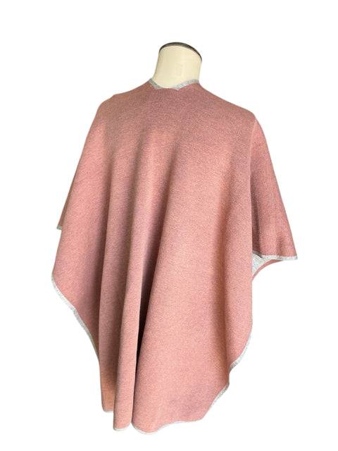 Back view of Kerisma Shrug in mauve/gray heathered knit, draped silhouette, one size fits most, sold at Margaret’s Fine Consignments.